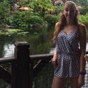 white and blue romper